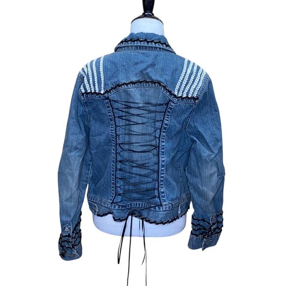 Sonoma Upcycled Lace Up Back Craft Jean Jacket - Picture 11 of 16